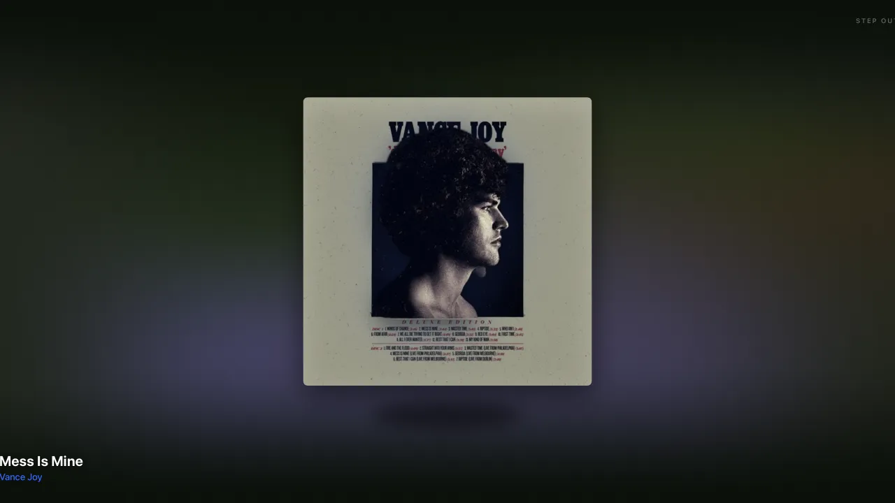 Dial screensaver with the album sleeve floating in colored light